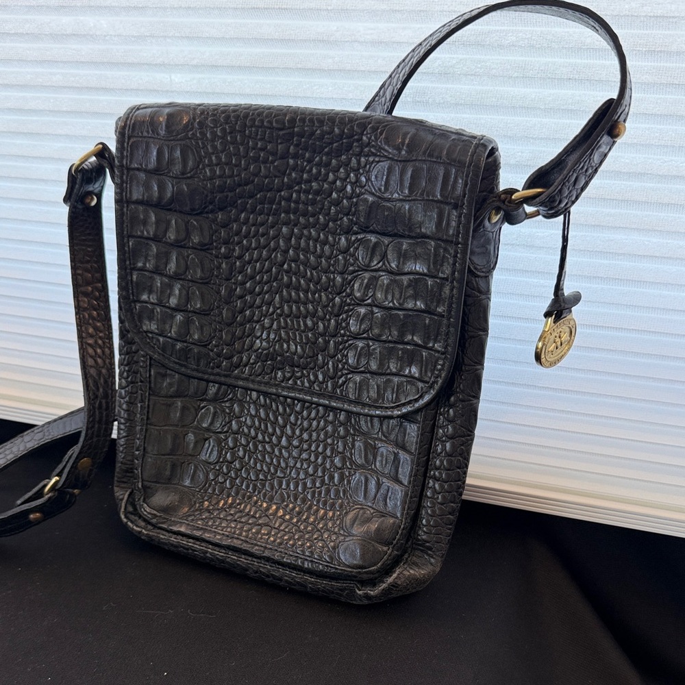 Brahmin Black Crocodile Embossed Bag